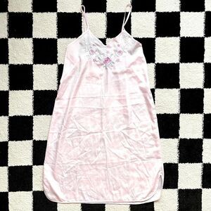 Light Pink Floral Embroidered Slip XS